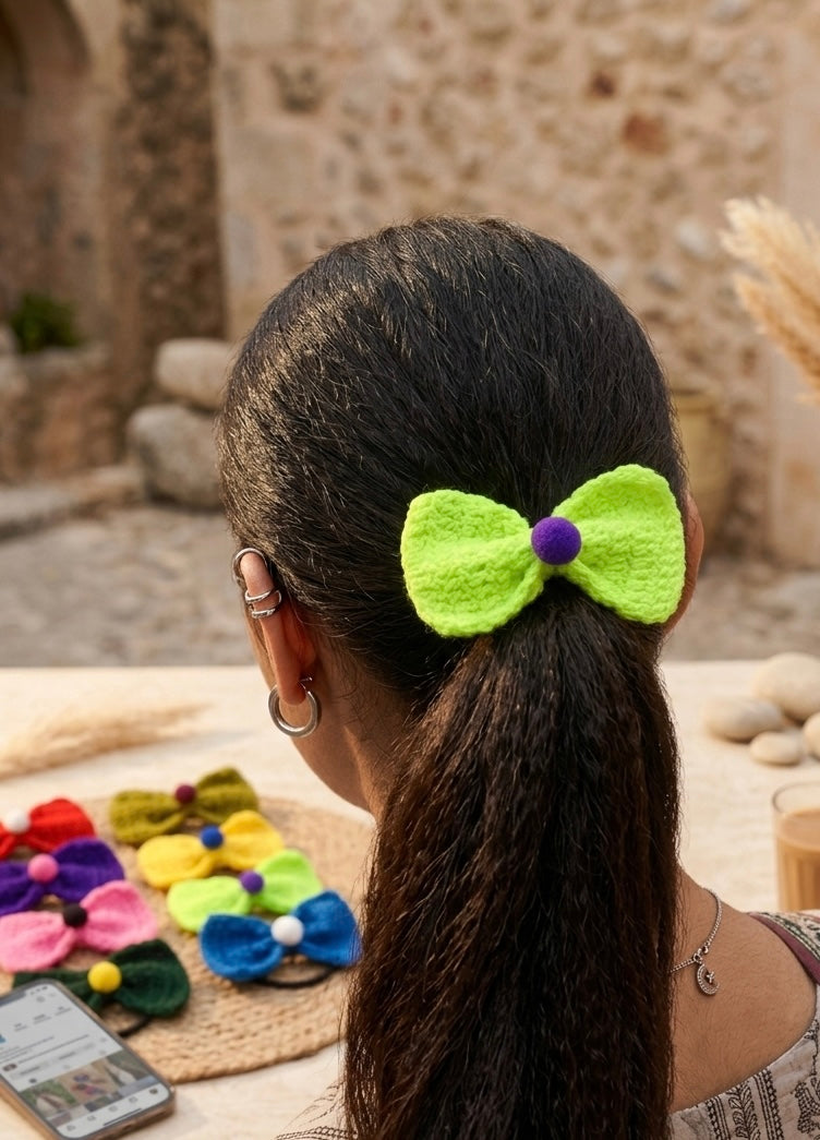 Plain Bow pony ( 8 pcs Set-plain Color)