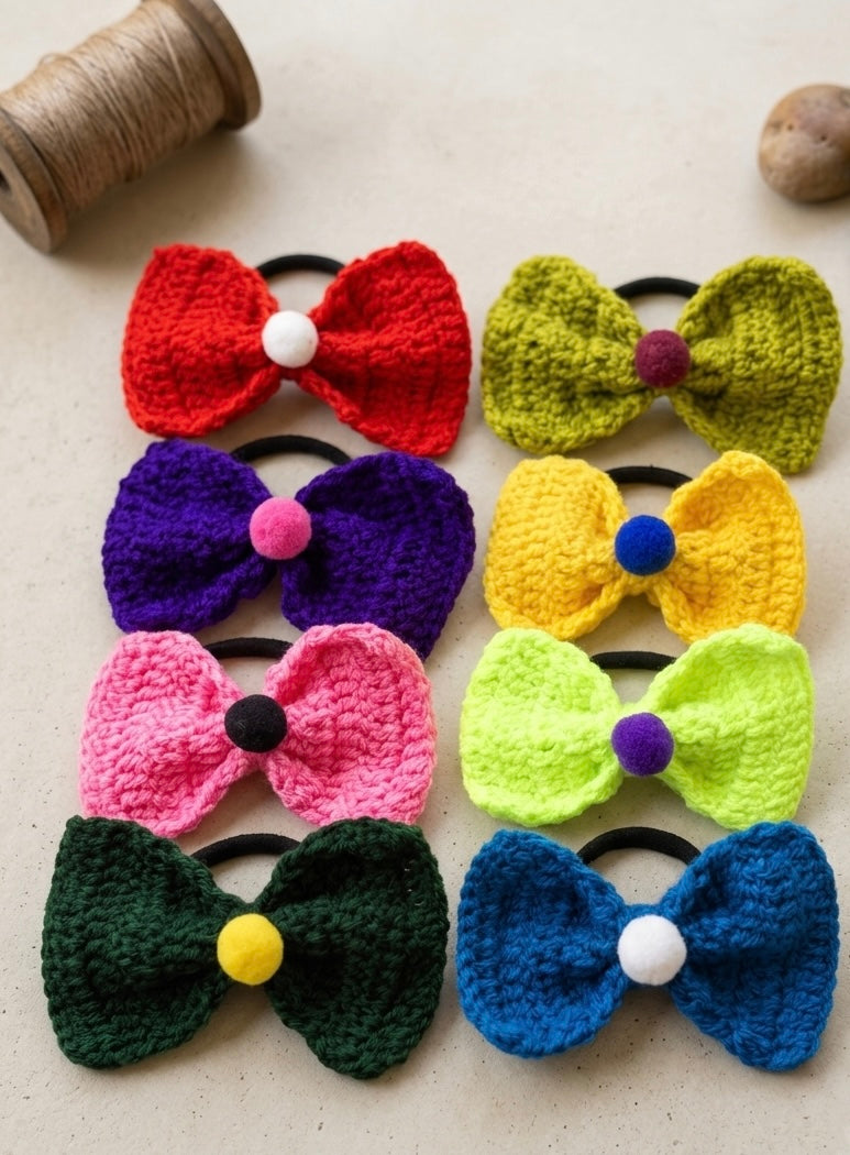 Plain Bow pony ( 8 pcs Set-plain Color)