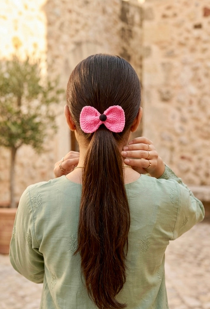 Plain Bow pony ( 8 pcs Set-plain Color)