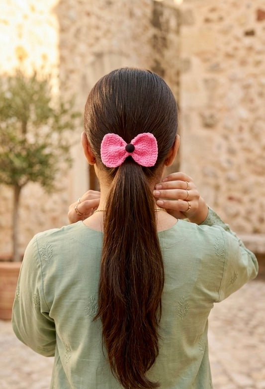 Plain Bow pony ( 8 pcs Set-plain Color)