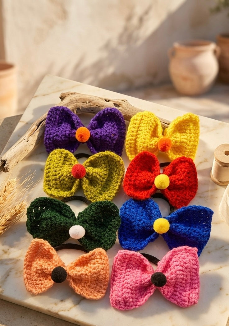 Solid Bow pony ( 8 pcs Set-Solid Color)
