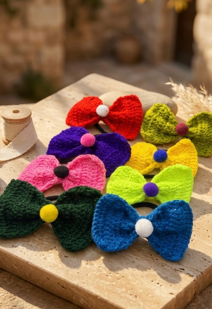 Plain Bow pony ( 8 pcs Set-plain Color)