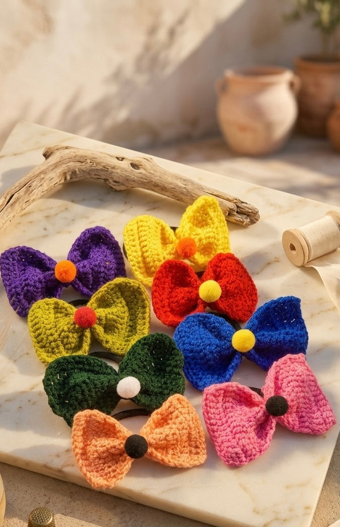 Solid Bow pony ( 8 pcs Set-Solid Color)