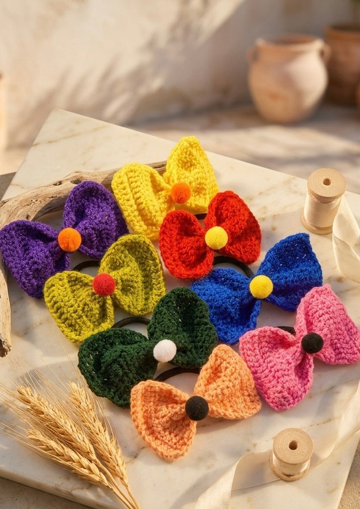 Solid Bow pony ( 8 pcs Set-Solid Color)